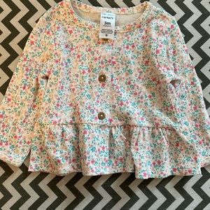Carter’s floral long sleeve button shirt. Size 3 months.